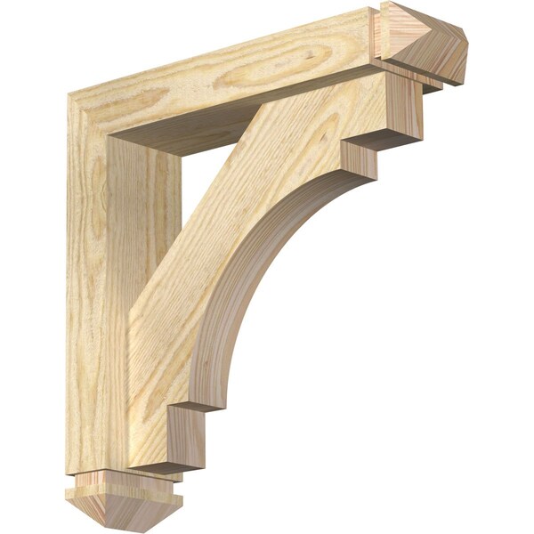 Ekena Millwork Merced Arts and Crafts Rough Sawn Bracket w/ Offset Brace, Douglas Fir, 4"W x 16"D x 16"H BKT0402X16X16MRC03RDF - main